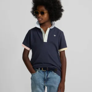 Polo kids ribete multicolor azul marino